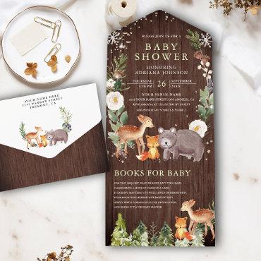 Rustic Woodland Forest Animals Wood Baby Shower All In One
