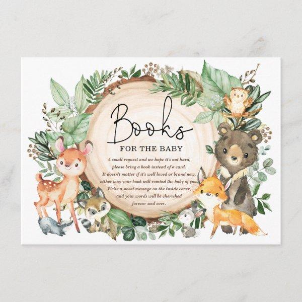 Rustic Woodland Forest Greenery Books for Baby Enclosure Card