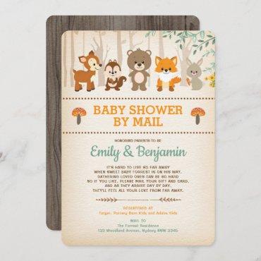 Rustic Woodland Long Distance Baby Shower By Mail Invitation