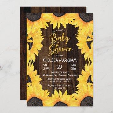 Rustic Woodsy Wood | Sunflowers Girl Baby Shower I