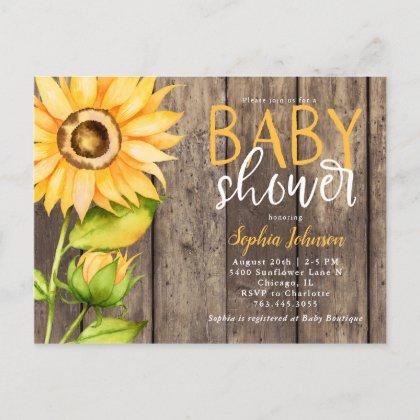 Rustic Yellow Sunflower Floral  Postcard