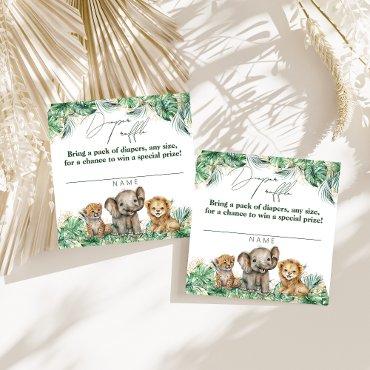 Safari Animal Jungle Green & Gold boy diaper Enclosure Card