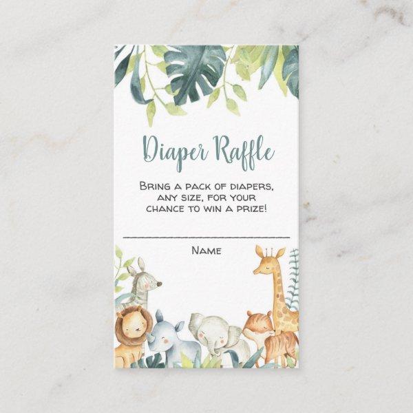 Safari animals baby shower diaper raffle cards
