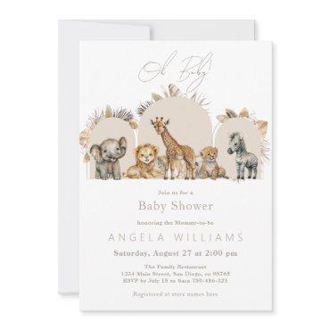 Safari Animals Boho Baby Shower with Book Request