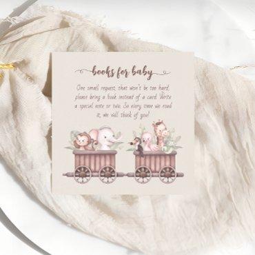 Safari Animals Train Baby Shower Book  Enclosure Card