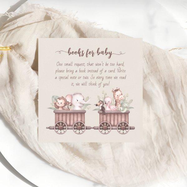 Safari Animals Train Baby Shower Book  Enclosure Card