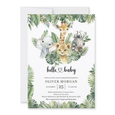 Safari animals Tropical greenery Boy