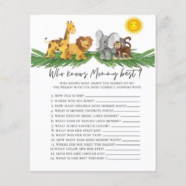 Safari Animals Who knows Mommy Baby Shower Game