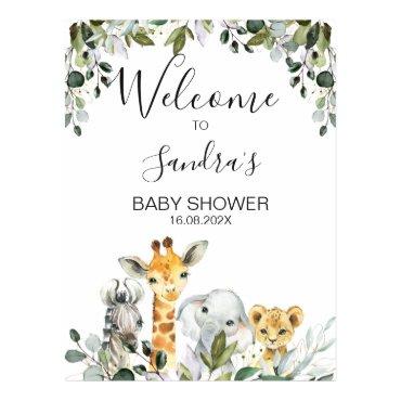 Safari Animals with Lion Baby Shower Welcome Sign