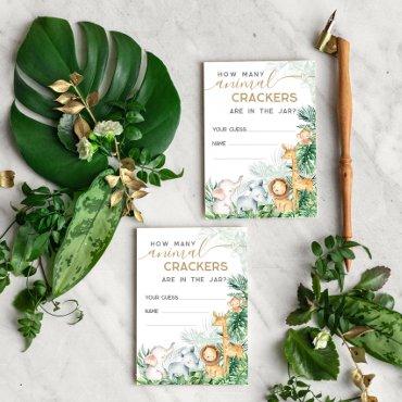 Safari Baby Animals Baby Shower guess game Enclosure Card