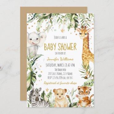 Safari Baby Animals Baby Shower Invitation