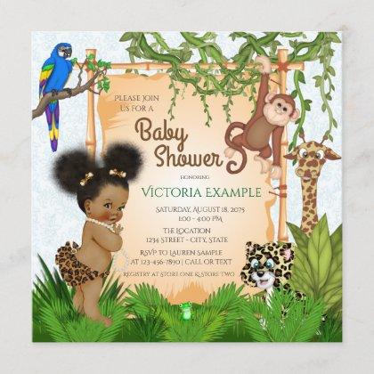 Safari Baby Girl Shower Invitations