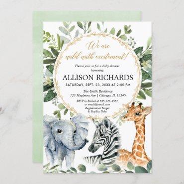 Safari baby shower, gender neutral jungle animals invitation