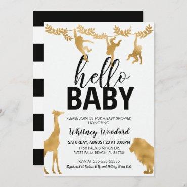Safari Baby Shower Invitation | Black & Gold