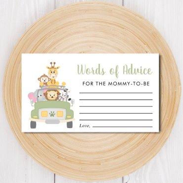Safari Baby Shower Words Of Advice Enclosure Card