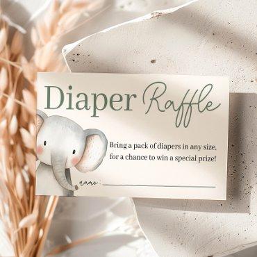 Safari Elephant Baby Shower Diaper Raffle Enclosure Card