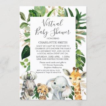 Safari Foliage Virtual Baby Shower Invitation