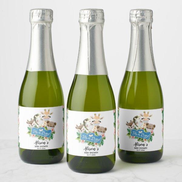 Safari Friends | Baby Shower Mini Sparkling Wine L Sparkling Wine Label