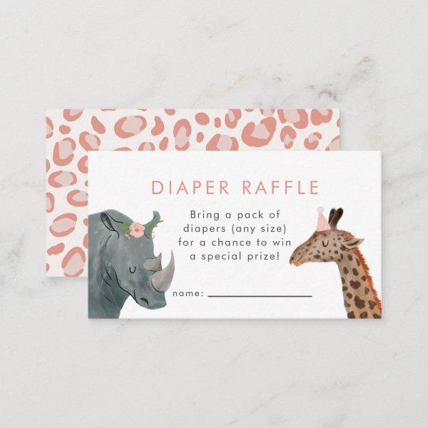 Safari Girl Baby Shower Diaper Raffle Ticket Enclosure Card