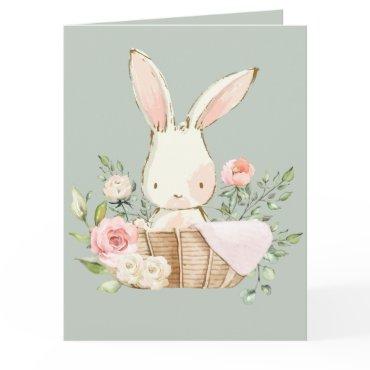 Sage Green Baby Rabbit Blank  Card