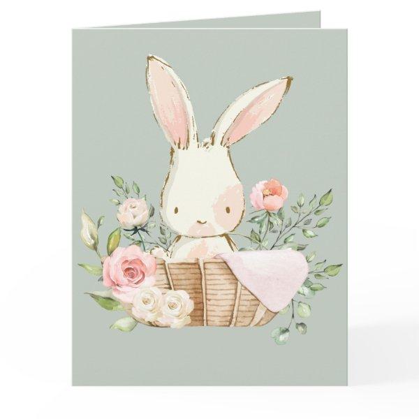 Sage Green Baby Rabbit Blank  Card