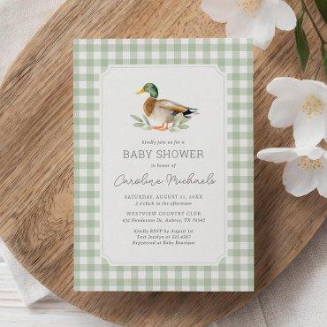 Sage Green Gingham Mallard Duck