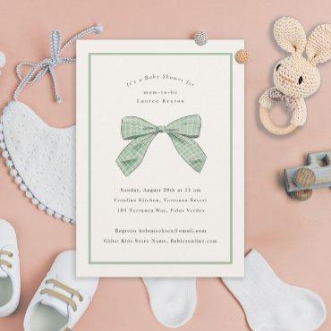 Sage Green Plaid Bow Elegant