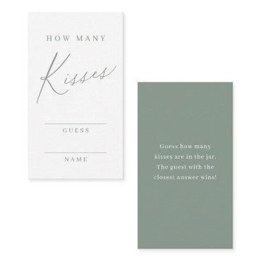 Sage green script guess how many kisses game enclosure card