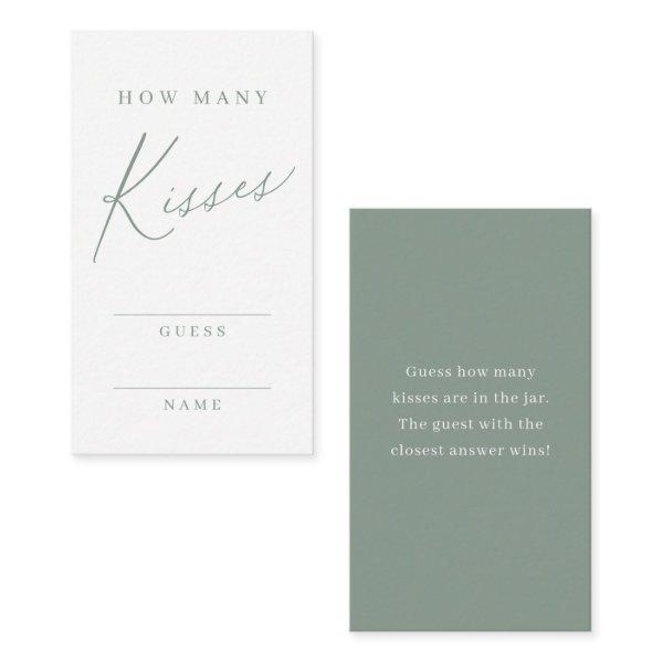 Sage green script guess how many kisses game enclosure card