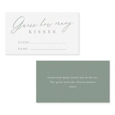 Sage green script guess how many kisses game enclosure card