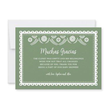 Sage GreenCielito Lindo Baby Shower Muchas Gracias Thank You Card