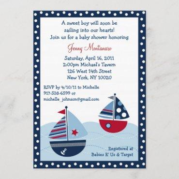Sail Away Sailboat Ocean Baby Shower Invitations