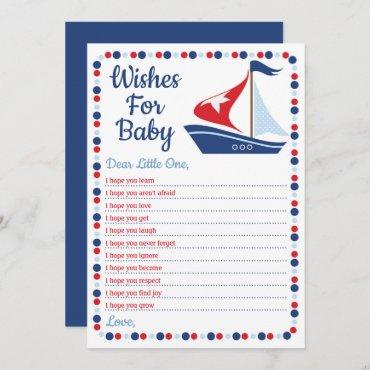 Sailboat Nautical Wishes For Baby Shower Game Invitation