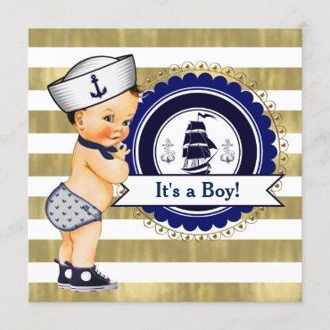 Sailor Boy Nautical Baby Shower Invitation