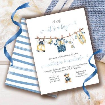 Sailor Nautical Ahoy Boy Baby Shower Clothesline