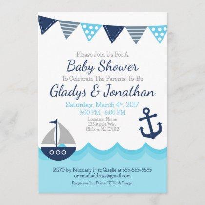 Sailor Theme Baby Shower Invitation