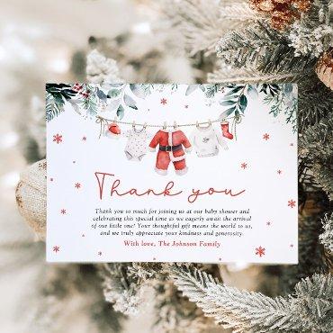 Santa Baby Christmas Baby Shower Thank You Card