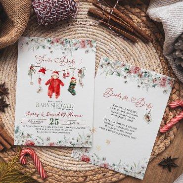 Santa Baby Christmas Baby Shower with Book Request