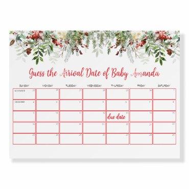 Santa Baby Shower Baby Due Date Calendar Game Foam Board