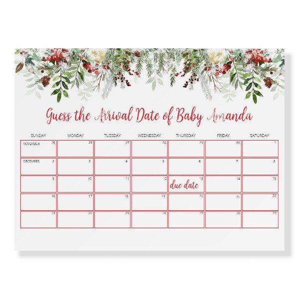 Santa Baby Shower Baby Due Date Calendar Game Foam Board