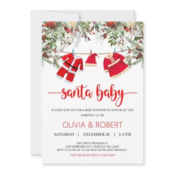 Santa Baby Shower, Christmas Baby Shower Invite