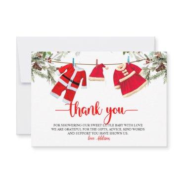Santa Baby Shower, Christmas Baby Shower Thank You Card