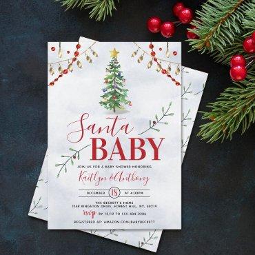 "Santa Baby" Watercolor Christmas Tree