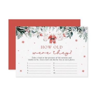 Santa Christmas How Old Were They Baby Shower Game Enclosure Card