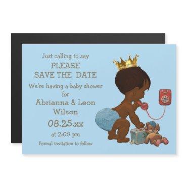 Save The Date Ethnic Prince on Phone Gray Blue Magnetic