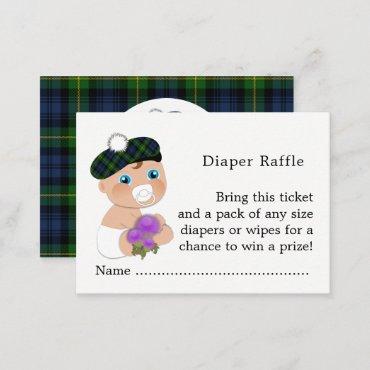 Scottish Tartan Thistle Flower Cute Baby Shower Enclosure Card
