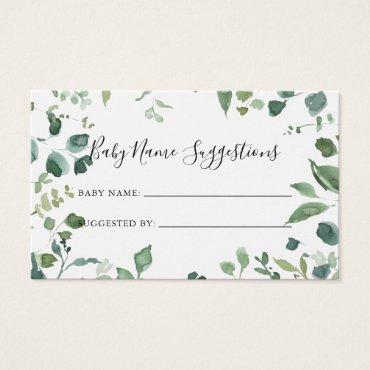 Script Green Foliage Baby Name Suggestions Card