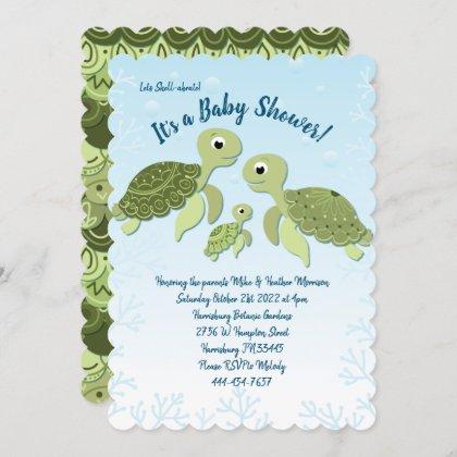 Sea Turtle Baby Shower Co-Ed Gender Neutral Invitation
