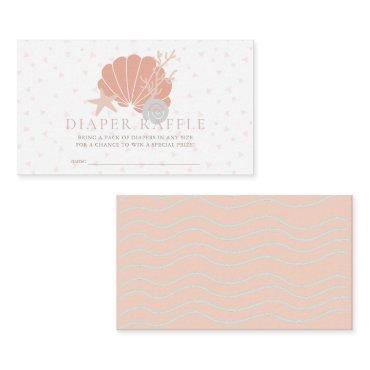 Seashell Coral Pink Baby Diaper Raffle Ticket Enclosure Card