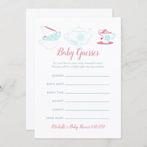 Shabby-Chic Girl Baby Shower Tea Party Guesses